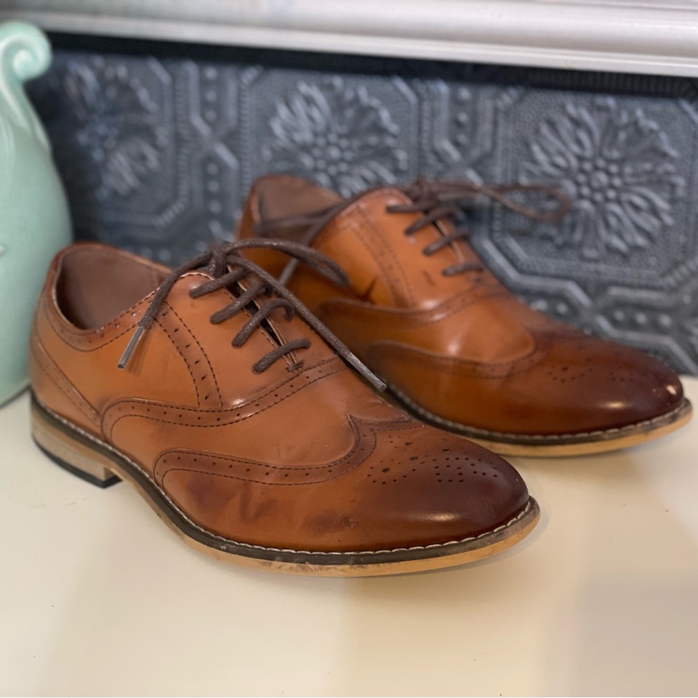 Stacy Adams Boys Cap-toe Oxford Dress Shoe Cognac Brown